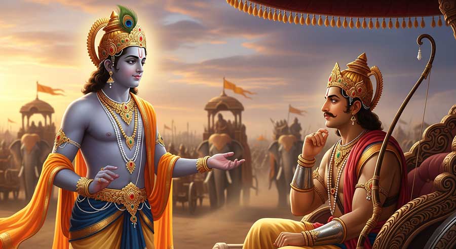 Божественне знання і таємниця дії, Крішна відкриває Арджуні вічну мудрість — Бхагавад Гіта глава 4