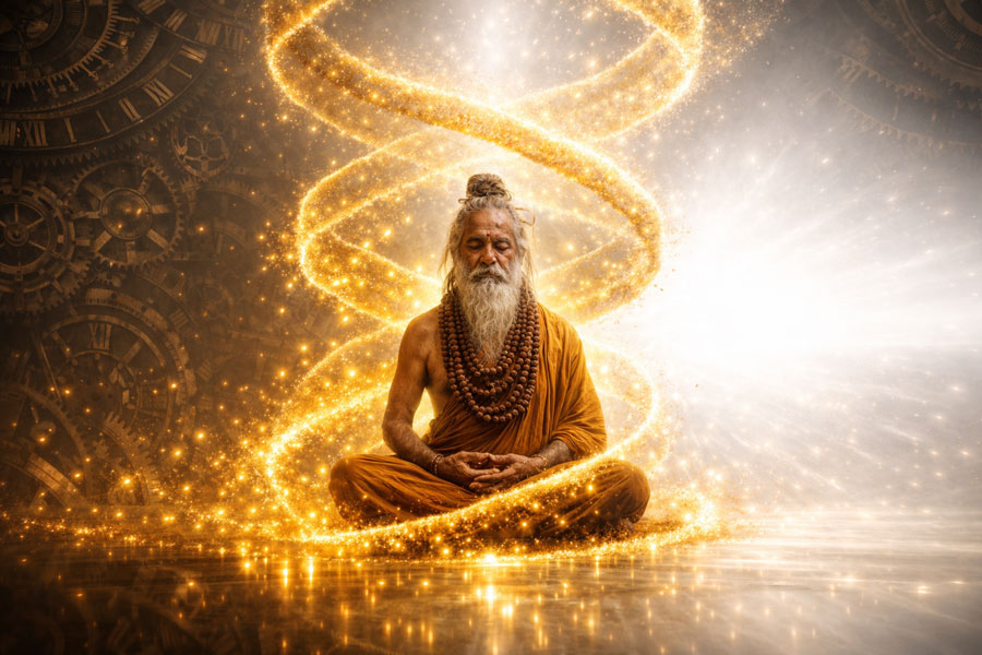 Зображення практики як процесу трансформації, де зусилля в часі перетворюються на світло, що веде за межі розуму.