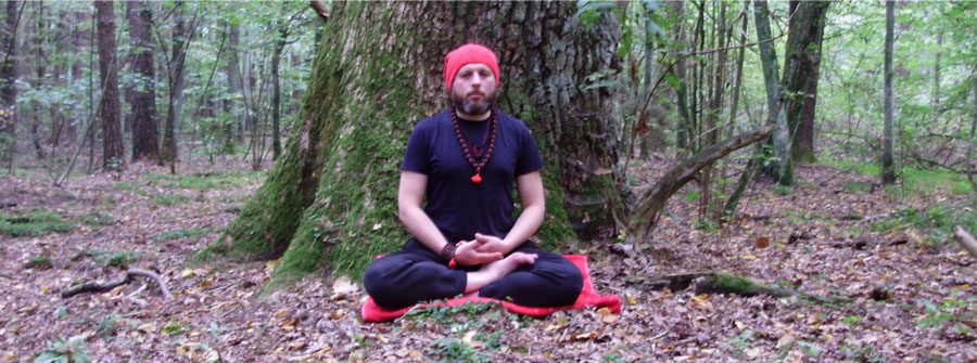 Йогі Іша медитує біля багатолітнього дуба в лісі. Він як порожній глечик готовий прийняти світло від Гімалайського Майстра.