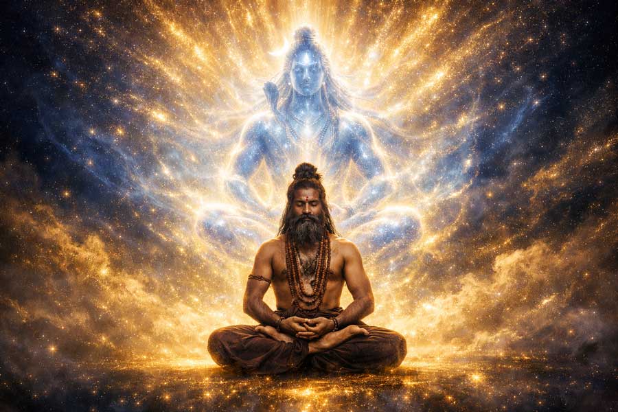 Трансцендентний стрибок йогіна в стан Самадхі. Союз Шіви і Шакті та перехід свідомості за межі розуму і часу.