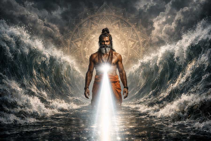 Йогін втілює силу Санкальпи. Промінь непохитної волі розсуває перешкоди.