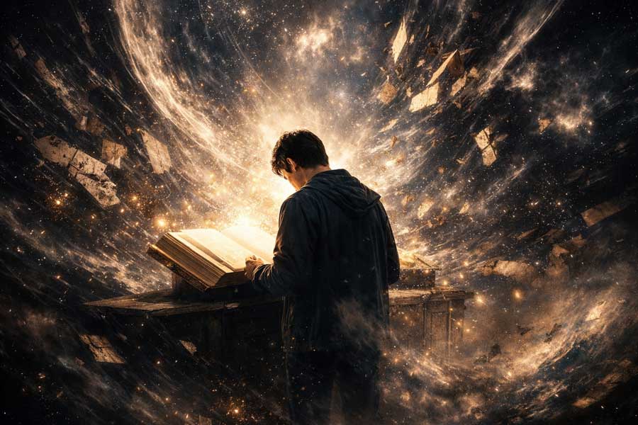 Символ ілюзорності світу та виходу за межі розуму: містична книга у храмі як портал до істинного сприйняття – Йогі Іша.